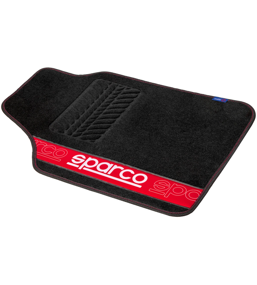 Set 4 tappetini per auto sparco nero/rosso in moquette